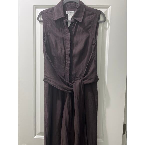 Max Mara Chocolate Brown Sleeveless Wide Leg Jumpsuit Sz 8 - Picture 2 of 7